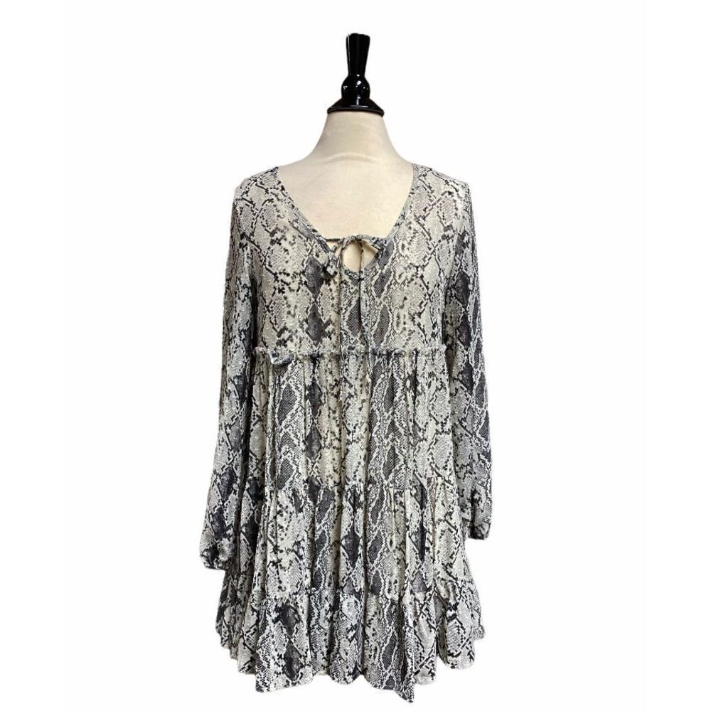 Charmed Hearts Snakeskin Print Long Sleeve Dress Size Medium